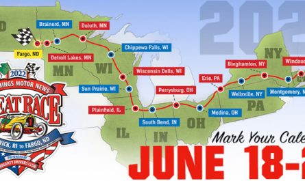The Hemmings Motor News 2002 Great Race, including stops in Sun Prairie, Wisconsin Dells, and Chippewa Falls, Wisconsin
