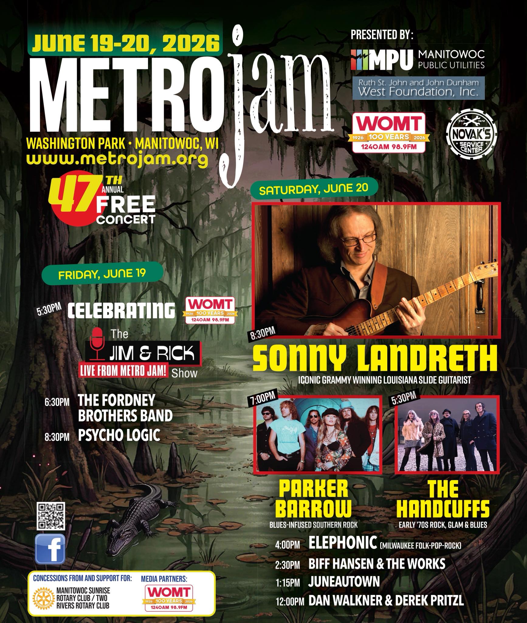 Metro Jam in Manitowoc, Wisconsin, June 19-20, 2026