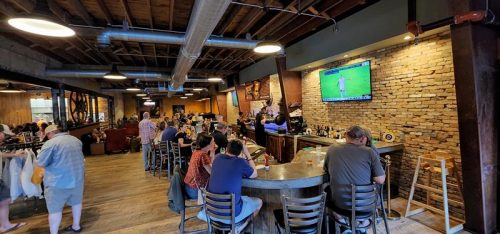 Inside the bar area of Round Man Brewing Company, Spooner, Wisconsin