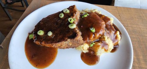 Grilled Meatloaf at Round Man Brewing Company in Spooner, Wisconsin