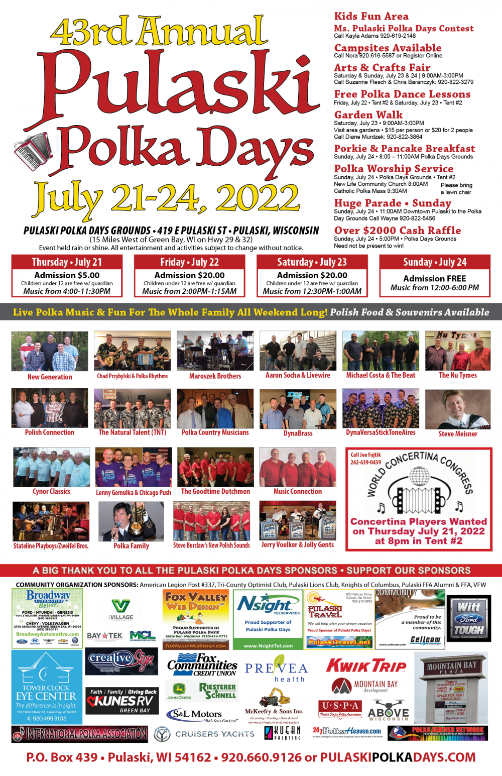 Pulaski Polka Days, July 21-24, 2022 in Pulaski, Wisconsin
