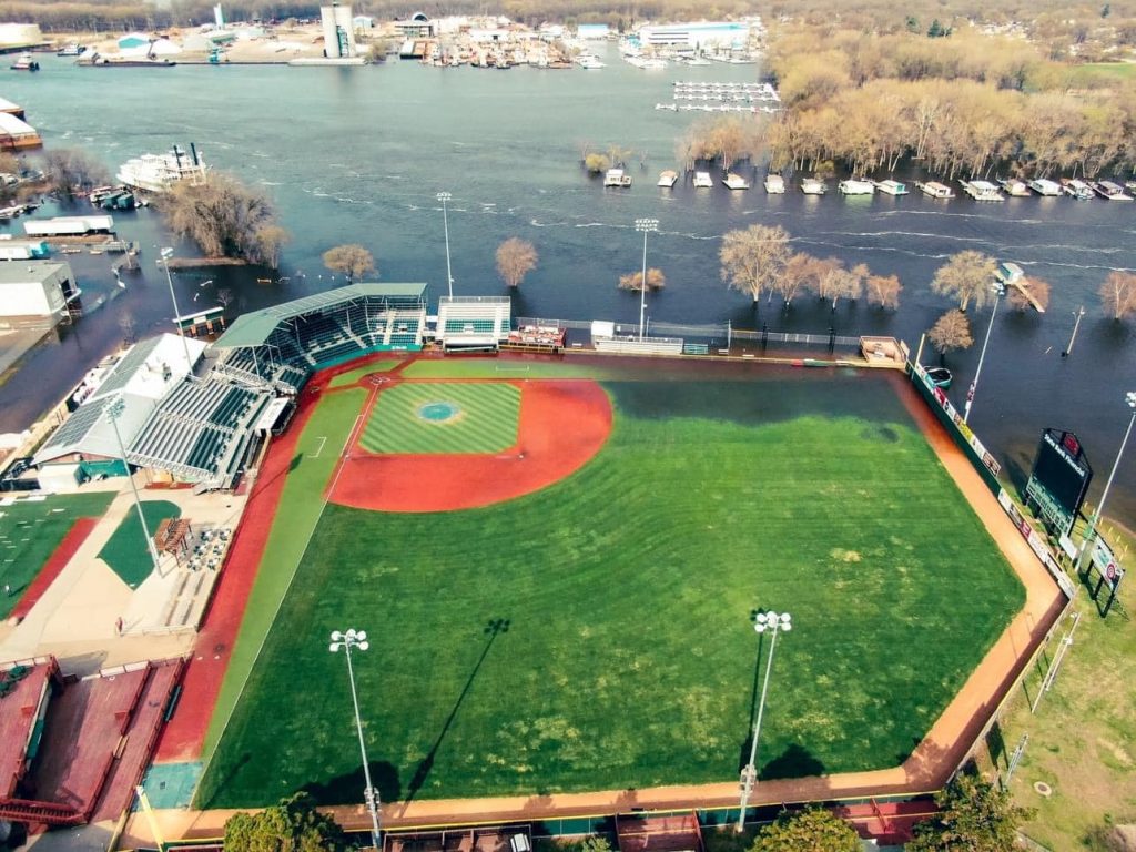 Copeland Park, aka The Lumberyard, home to the La Crosse Loggers at the ballpark experienced a bit of the 2023 flood encroaching prior to the season startimg.