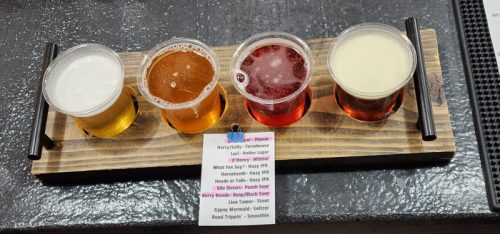 Flight at Peach Barn Farmhouse & Brewery along Highway 42 in Sister Bay, Wisconsin