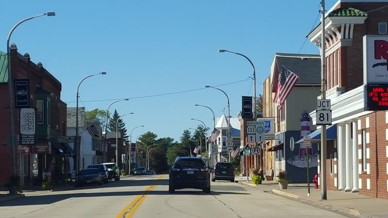 Highway 133 near the start of Highway 81 in downtown Cassville, Wisconsin