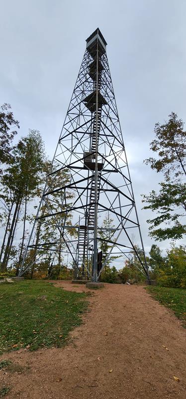 The 100-foot tall Mountain Fire Lookout Tower near Mountain, Wisconsin