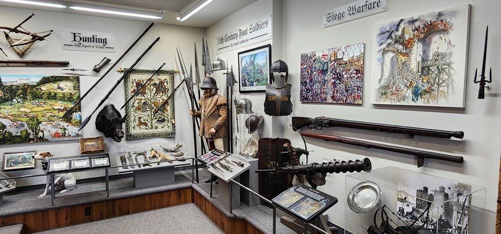 Historic armor and weaponry at Castlerock Museum in Alma, Wisconsin