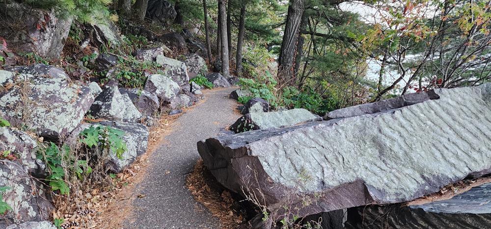 Tumbled rocks along the Tumbled Rock Trail in Devil's Lake State Park near Baraboo in Sauk County, Wisconsin