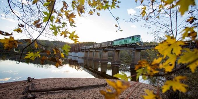 Fall color train rides on the Osceola & St. Croix Valley Railway, operating out of Osceola, Wisconsin