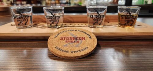 Flight at Sturgeon Spirits Distillery in Oshkosh, Wisconsin