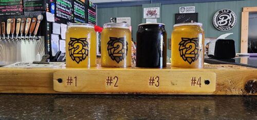 Flight at 2 Doors Down Brewing in Wisconsin Rapids, Wisconsin