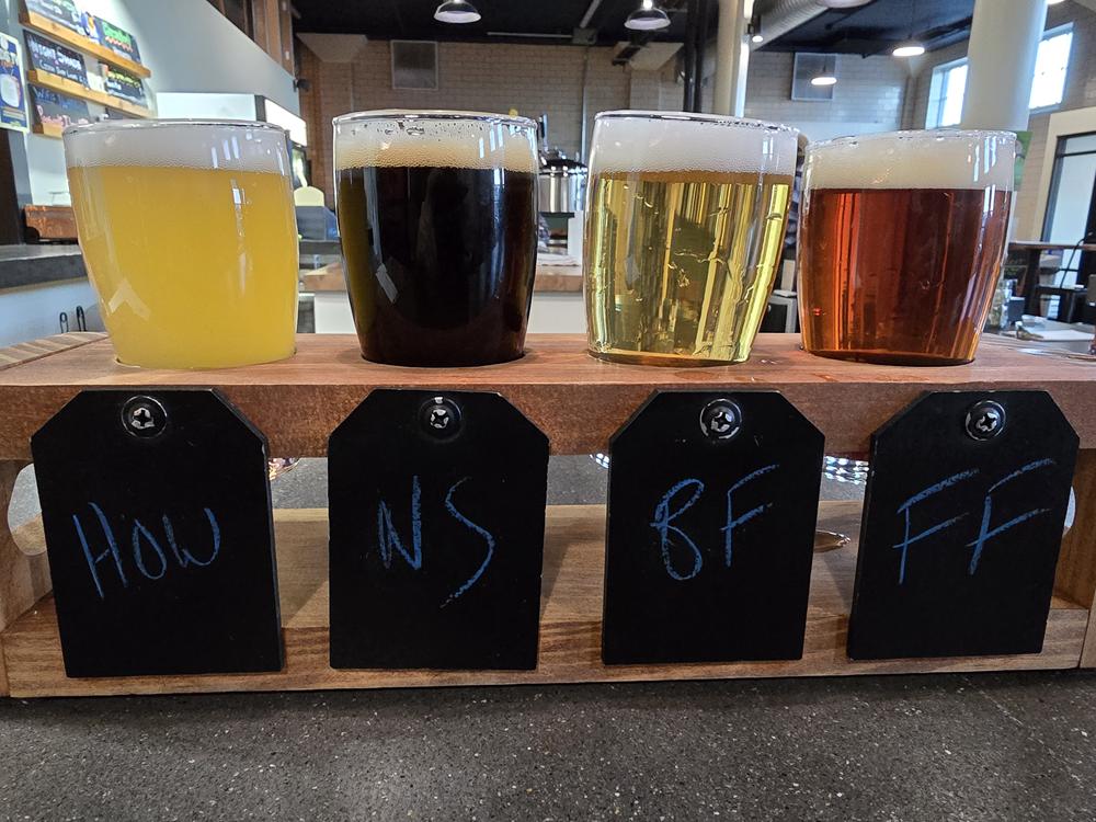 Craft beer flight at North Pillar Brewing Company, Waukesha, Wisconsin