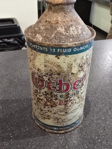 Weber Beer cone top can, on display at North Pillar Brewing Company, Waukesha, Wisconsin