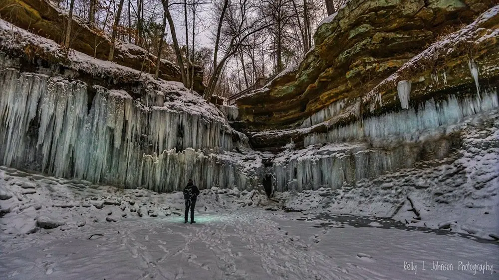 Devil's Punchbowl just south of Menomonie, Wisconsin, across the Red Cedar River from Highway 25. Photo credit: Kelly L. Johnson Photography courtesy of LandmarkWI.org.