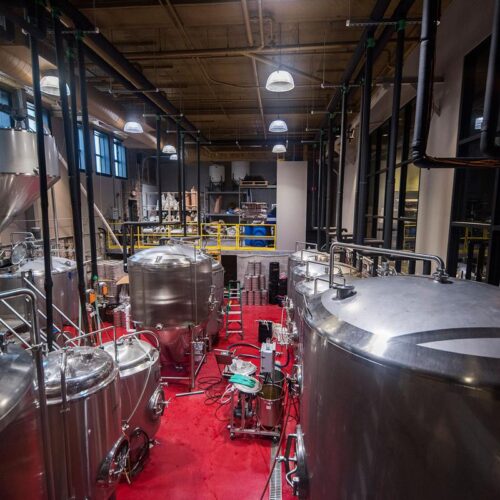 Part of the brewery inside Public Brewing Company, Kenosha, Wisconsin