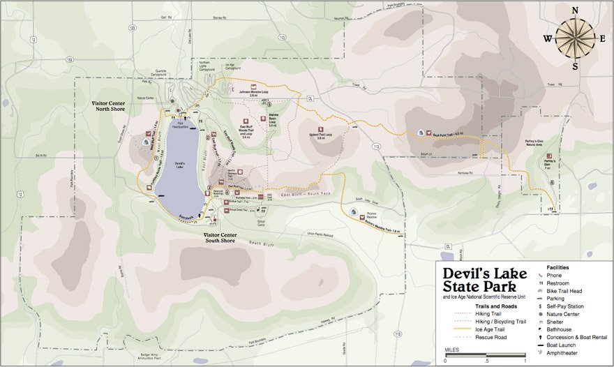 Devil's Lake State Park map