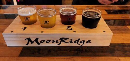 A flight at Moonridge Brewing in Cornell, Wisconsin