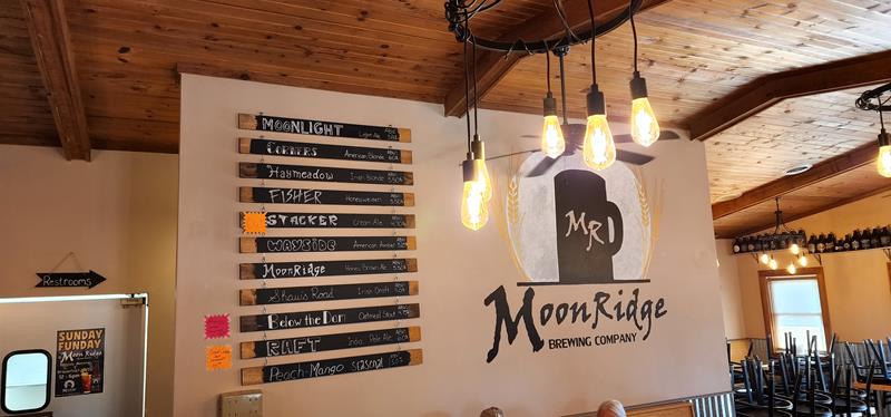 Menu options at Moonridge Brewing, Cornell, Wisconsin