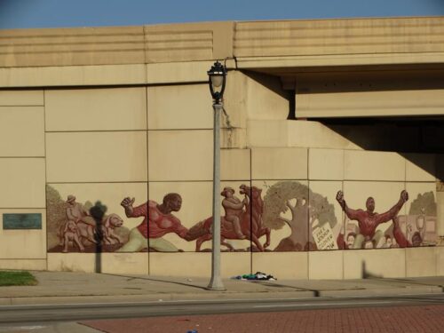 Mural on the I-43 overpass above Highway 145 in Milwaukee, Wisconsin