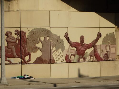 Mural on the I-43 overpass above Highway 145 in Milwaukee, Wisconsin