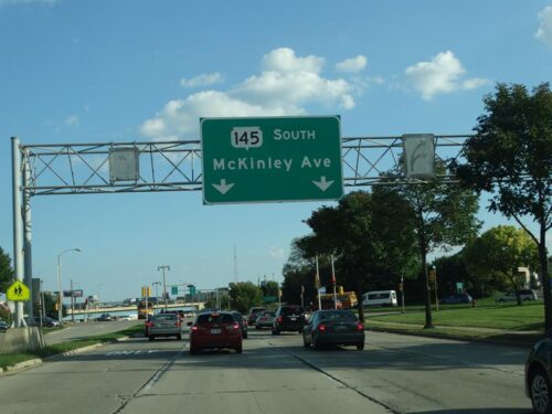 Wisconsin Highway 145 transitioning from Fond du Lac to McKinley Avenue in Milwaukee at I-43