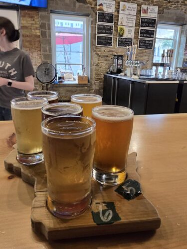 Flight at Knuth Brewing Company in Ripon, Wisconsin