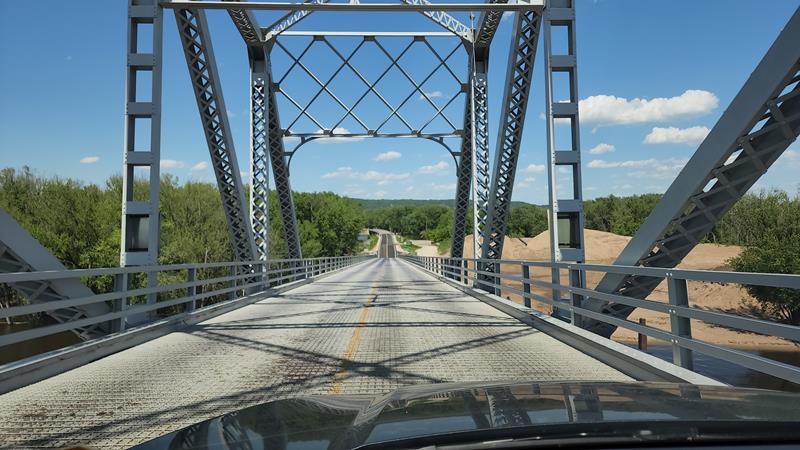 On the original Lansing Bridge, Wisconsin Highway 82 over the Mississippi River