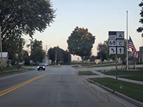 Highway 68 start at County A in Fox Lake, Wisconsin