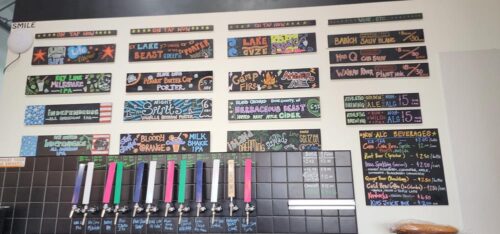Menu and taps at Mashtun Brewing, Lake Geneva, Wisconsin