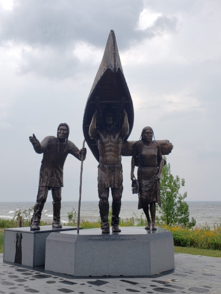 Spirit of the Rivers statue along Highway 42 between Manitowoc and Two Rivers, Wisconsin