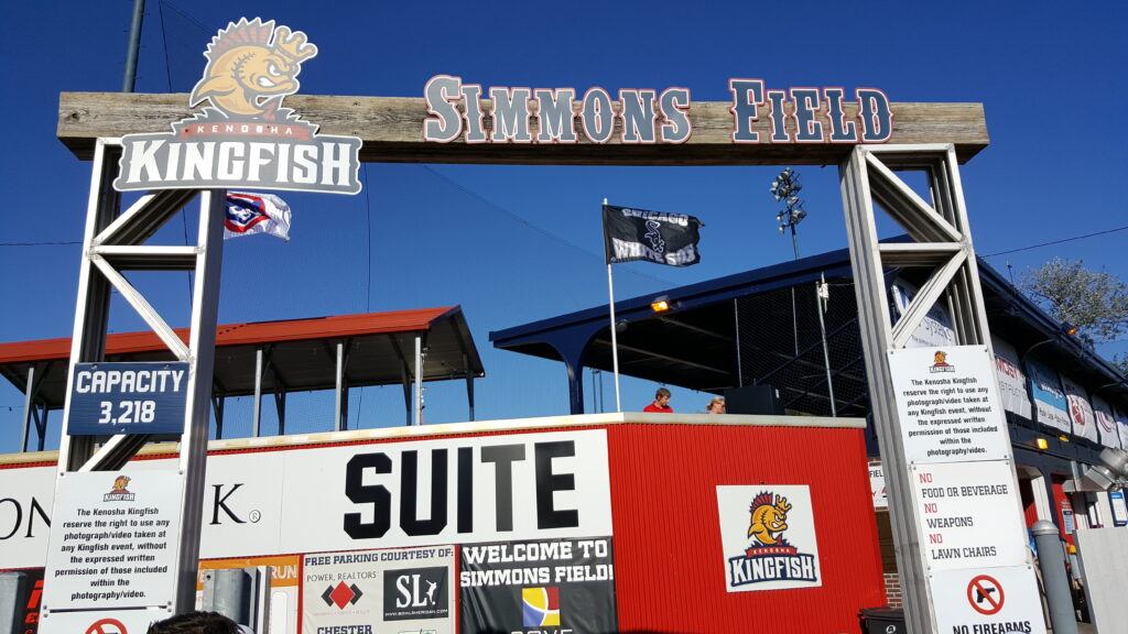Historic Simmons Field, home of the NWL Kenosha Kingfish right along Highway 32 in Kenosha, Wisconsin