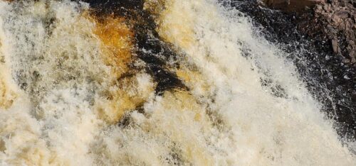 Close-up at Potato River Falls, just off Highway 169 near Gurney, Wisconsin